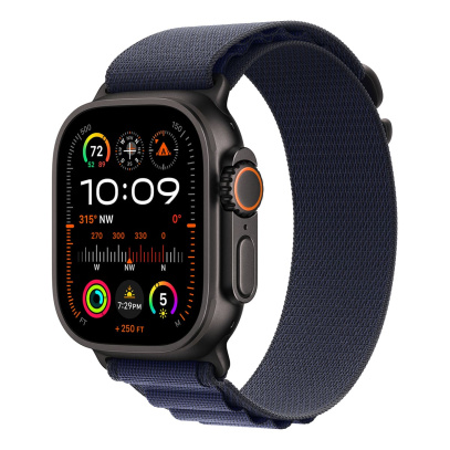 Apple Watch Ultra 2 (2024), 49 мм корпус из титана цвета «Black», ремешок Alpine Loop размера M цвета «Navy»