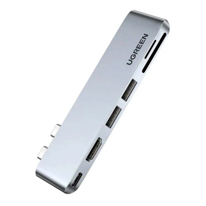 Хаб UGREEN USB-C 6в1 Multifunction Adapter CM380 USB-C+2xUSB-A+HDMI 4K30Hz+SD/TF (80856) Серый