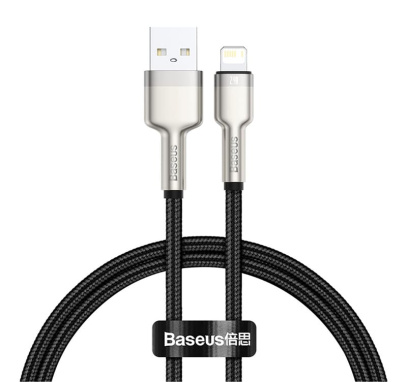 Кабель Baseus Cafule Series Metal Data Cable USB to iP 2,4A, 0,25 м (CALJK-01) Чёрный