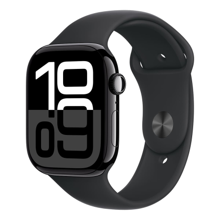 Apple Watch Series 10, 46 мм корпус из алюминия цвета «Jet Black», ремешок Sport Band размера M/L цвета «Black»