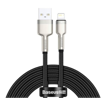 Кабель Baseus Cafule Series Metal Data Cable USB to iP 2,4A, 2 м (CALJK-B01) Чёрный