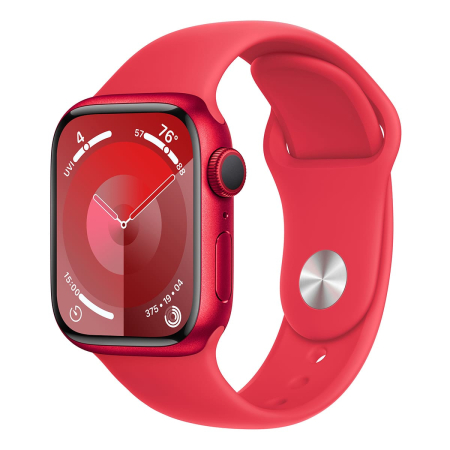 Apple Watch Series 9, 41 мм корпус из алюминия цвета (PRODUCT)RED™, ремешок Sport Band размера M/L цвета «Red»