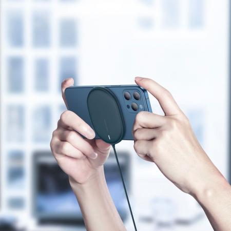 Беспроводное зарядное устройство 15w Baseus Light Magnetic Wireless Charger, Type-C кабель 1,5 м (WXQJ-03) Синий