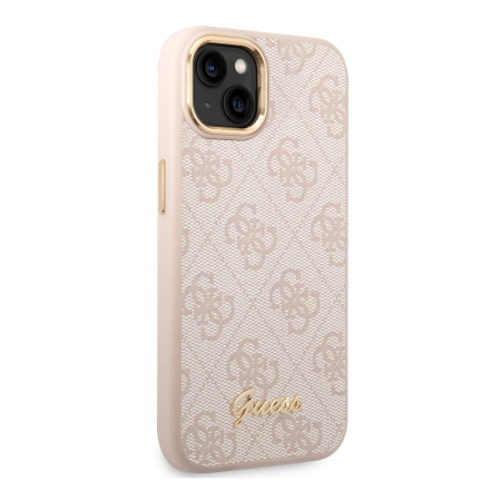 Чехол Guess для iPhone 14 Plus CG Mobile PU 4G Script metal logo Hard (GUHCP14MHG4SHP) Розовый