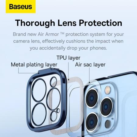 Чехол Baseus для iPhone 14 Pro Max Glitter PC case +Tempered glass (ARMC021503) Синий