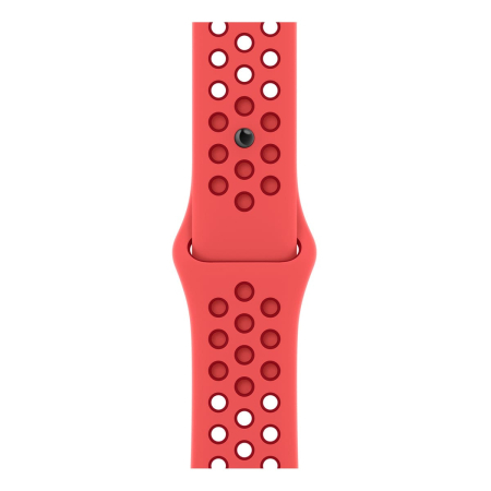 Apple Watch Nike SE (2022), 40 мм корпус из алюминия цвета «Starlight», ремешок Nike Sport Band размера M/L цвета «Bright Crimson/Gym Red»