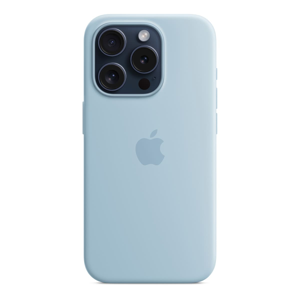 Чехол Silicone Case для Apple iPhone 15 Pro с MagSafe Light Blue, нежно голубой