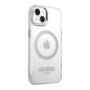 Чехол Guess для iPhone 14 с MagSafe PC/TPU Metal outline Hard (GUHMP14SHTRMS) Transparent/Silver Прозрачный