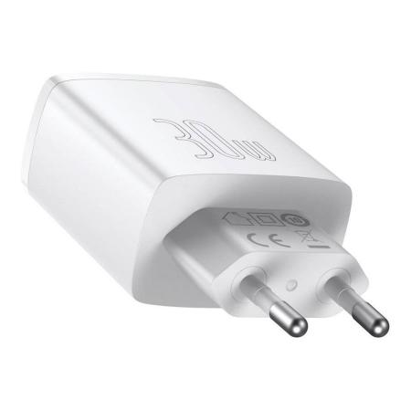 Зарядное устройство Baseus Compact Quick Charger 2 USB-A + USB Type-C 30Вт EU (CCXJ-E02) Белый