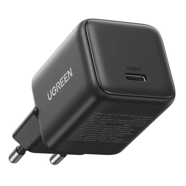 Зарядное устройство UGREEN X512 (55528) Mini 20Вт USB Type-C GaN Fast Charger EU Grey Серый