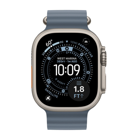 Apple Watch Ultra 3 (2025), 49 мм корпус из титана цвета «Natural», ремешок Ocean Band цвета «Anchor Blue»