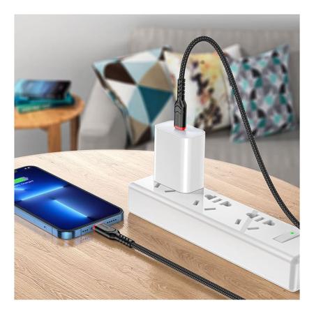Подарок - Кабель hoco. Type-C – Lighting Victory PD charging data cable iPhone, 3A, 20W, 1 м (X59) Черный